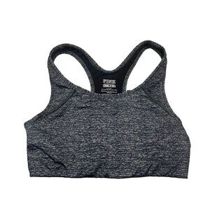 VS Pink Ultimate Sports Bra‎ Heathered Black Racerback Size Small Breathable